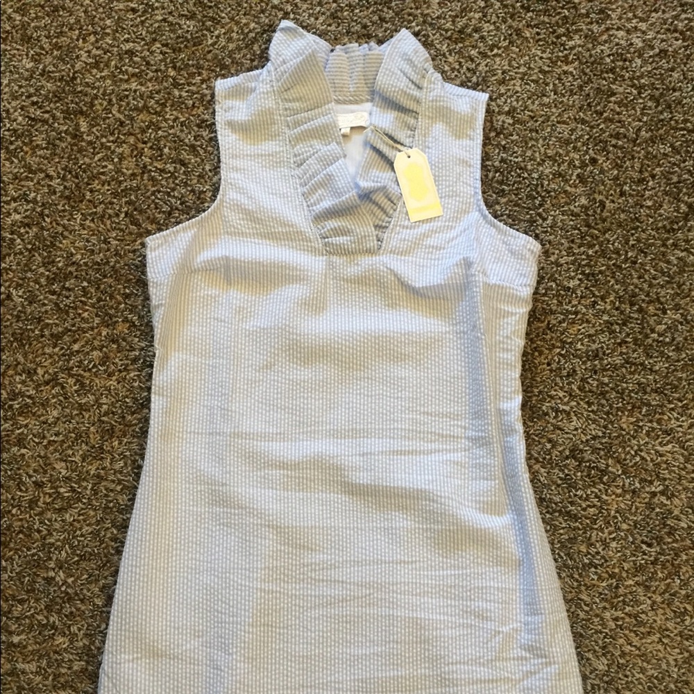 Blue Seersucker Dress Size S